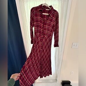 Soft Surroundings Pink/Magenta plaid Midi dress